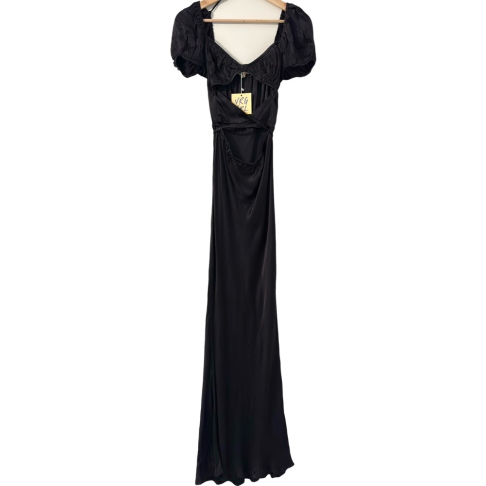 VRG GRL Au Revoir Bias Cut Maxi Dress in Black Size 4 - Picture 3 of 7